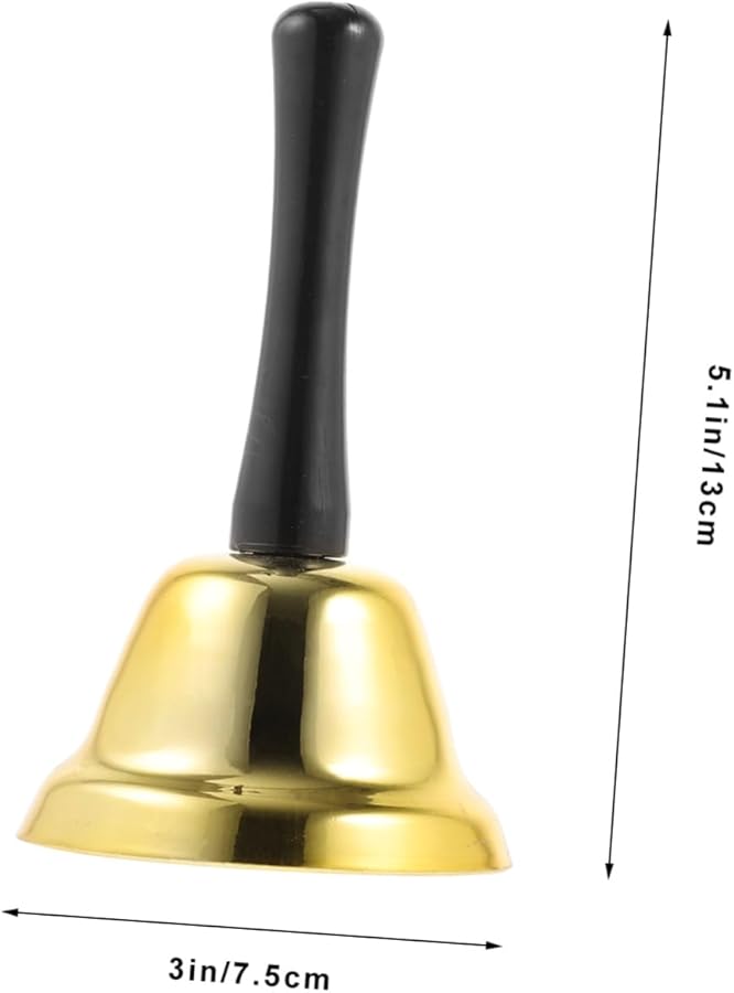 Golden Metal Hand Bell With Handle For Christmas Parties School Events Home Decor - Image 2